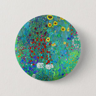 Gustav Klimt Garden met zonnebloemen Ronde Button 5,7 Cm