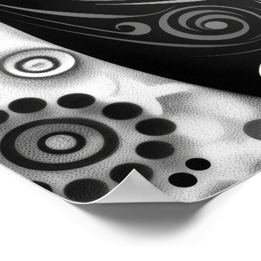 Gustav Klimt Geïnspireerd Zwart-wit Cat Poster (Hoek)