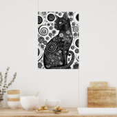 Gustav Klimt Geïnspireerd Zwart-wit Cat Poster (Keuken)