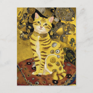 Gustav Klimt goud cute kat grap, Gustav Klimt kuns Briefkaart