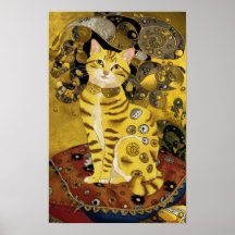 Gustav Klimt goud schattige kat grap, Gustav Klimt