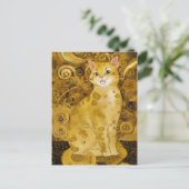 Gustav Klimt goud schattige kat spoof, Gustav klim Briefkaart (Staand voorkant)