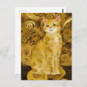 Gustav Klimt goud schattige kat spoof, Gustav klim Briefkaart (Voorkant / Achterkant)