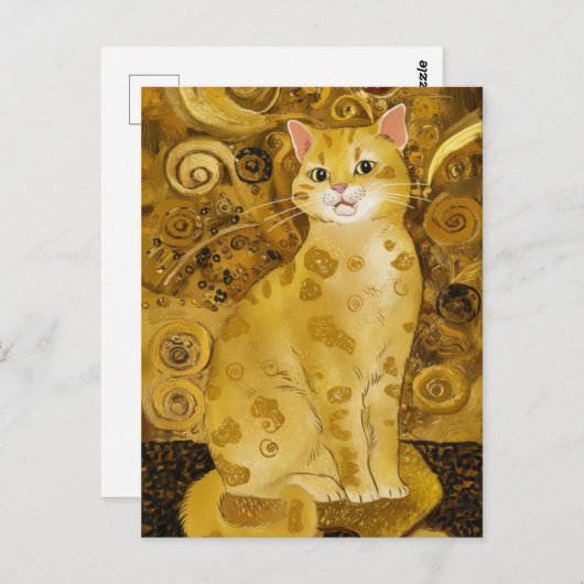 Gustav Klimt goud schattige kat spoof, Gustav klim Briefkaart (Voorkant / Achterkant)