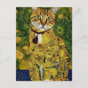 Gustav Klimt goud schattige kat spoof, Gustav klim Briefkaart