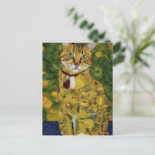 Gustav Klimt goud schattige kat spoof, Gustav klim Briefkaart (Staand voorkant)