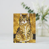 Gustav Klimt goud schattige kat spoof, Gustav klim Briefkaart (Staand voorkant)