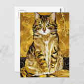 Gustav Klimt goud schattige kat spoof, Gustav klim Briefkaart (Voorkant / Achterkant)