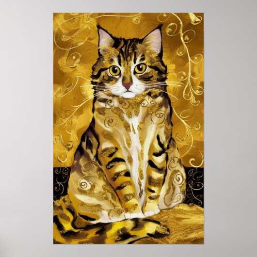 Gustav Klimt goud schattige kat spoof, Gustav klim Poster (Voorkant)