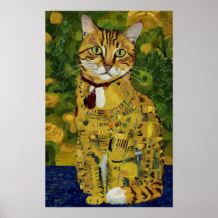 Gustav Klimt goud schattige kat spoof, Gustav klim Poster