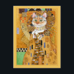 Gustav Klimt goudkattenbrood met briefkaart<br><div class="desc">Dit is een vleugje van Gustav Klimt's portretschilderij van Adele Bloch-Bauer, ook bekend als "De vrouw in goud". Omdat mijn versie een kat bevat, heet het "The Cat in Gold". U kunt de grenskleur veranderen als u zou willen. Dit afbeelding is ook beschikbaar op andere producten in mijn Zazzle winkel....</div>