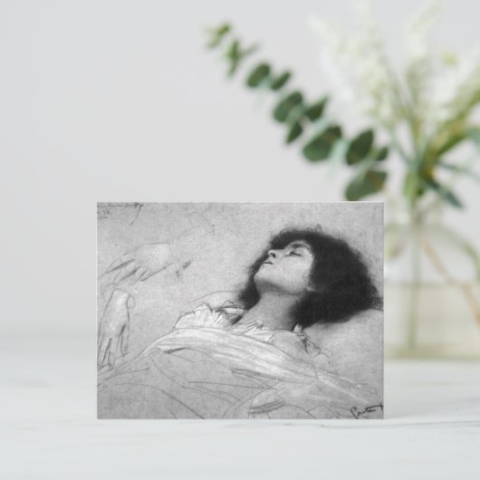 Gustav Klimt - het blad van de Studie met het Briefkaart (Staand voorkant)