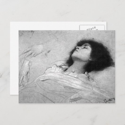 Gustav Klimt - het blad van de Studie met het Briefkaart (Voorkant / Achterkant)