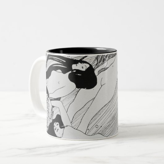 Gustav Klimt - het bloed van vissen Tweekleurige Koffiemok (Voorkant links)