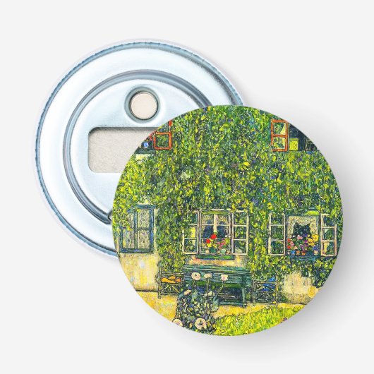 Gustav Klimt Het Huis van Guardaboschi Button Flesopener (Voorkant)