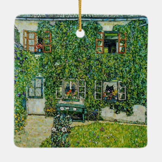 Gustav Klimt - Het Huis van Guardaboschi Keramisch Ornament (Achterkant)