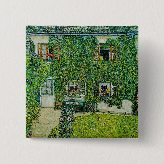 Gustav Klimt - Het Huis van Guardaboschi Vierkante Button 5,1 Cm (Voorkant)