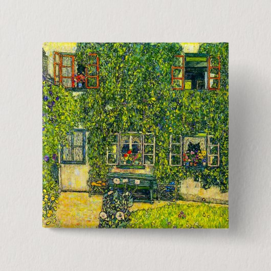 Gustav Klimt Het Huis van Guardaboschi Vierkante Button 5,1 Cm (Voorkant)