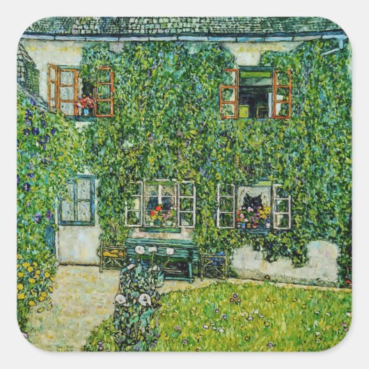 Gustav Klimt - Het Huis van Guardaboschi Vierkante Sticker (Voorkant)