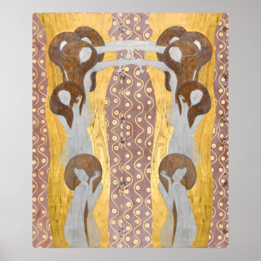 Gustav Klimt - Het kunstdetail van Beethoven Friez Poster (Voorkant)