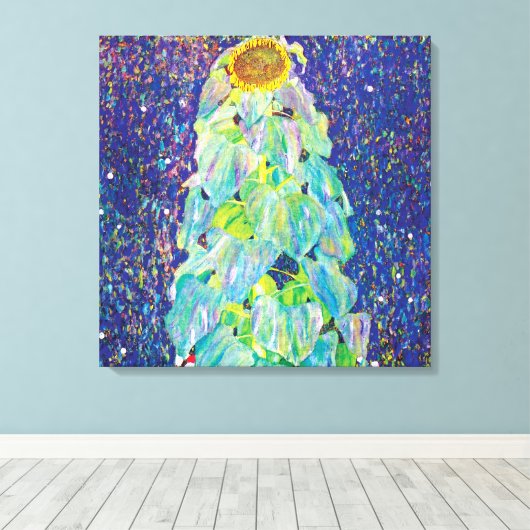 Gustav Klimt - Het zonnebloempiteren Canvas Afdruk (Insitu (Houten vloer))