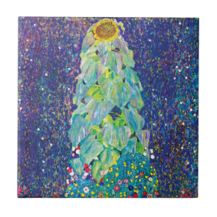 Gustav Klimt - Het zonnebloempiteren Tegeltje