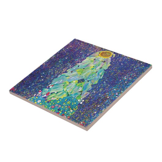 Gustav Klimt - Het zonnebloempiteren Tegeltje (Zijkant)