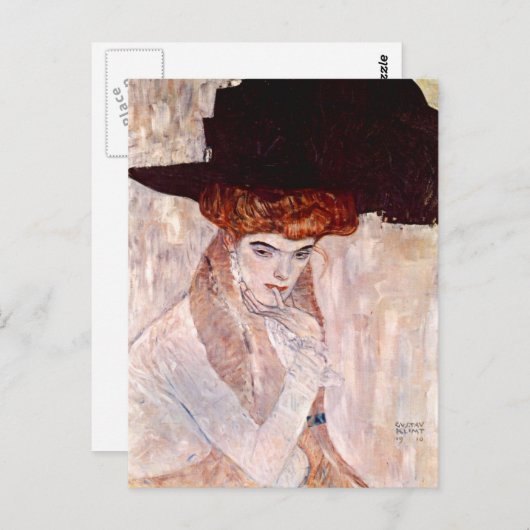 Gustav Klimt ~ Het zwarte Pet 1910 Briefkaart (Voorkant / Achterkant)