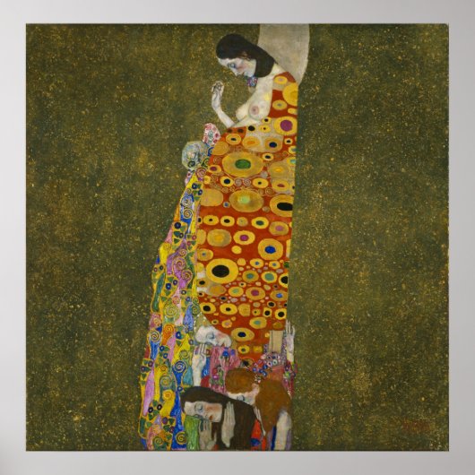Gustav Klimt Hope 2 Oil, Gold & Platinum op Canvas Poster (Voorkant)