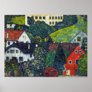 Gustav klimt - Houses aan de rand van de afgrond. Poster