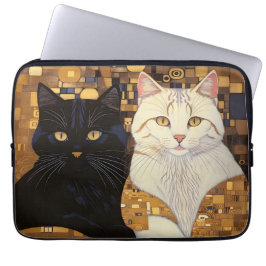 Gustav Klimt inspireerde twee katten in bed Laptop Sleeve