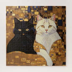 Gustav Klimt inspireerde twee katten in bed Legpuzzel
