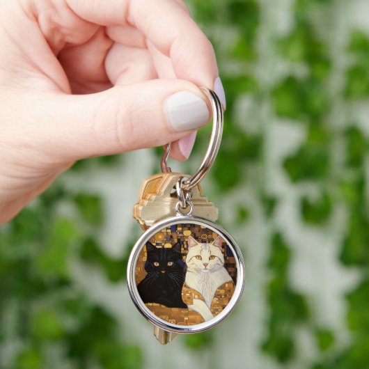 Gustav Klimt inspireerde twee katten in bed Sleutelhanger (Hand)