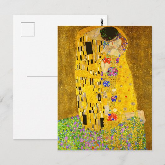 Gustav Klimt is het beroemde schilderij The Kiss. Briefkaart (Voorkant / Achterkant)