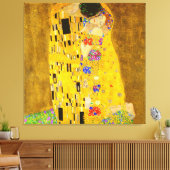 Gustav Klimt is het beroemde schilderij The Kiss. Canvas Afdruk (Insitu (Woonkamer))