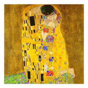 Gustav Klimt is het beroemde schilderij The Kiss. Foto Afdruk