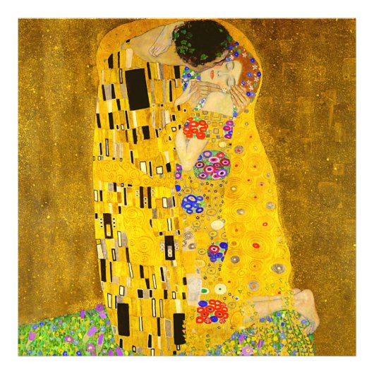 Gustav Klimt is het beroemde schilderij The Kiss. Foto Afdruk (Voorkant)