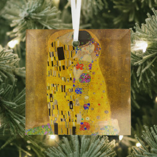 Gustav Klimt is het beroemde schilderij The Kiss. Glas Ornament