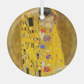 Gustav Klimt is het beroemde schilderij The Kiss. Glas Ornament (Voorkant)