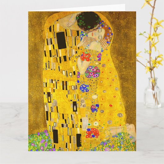 Gustav Klimt is het beroemde schilderij The Kiss. Kaart (Gele Bloem)