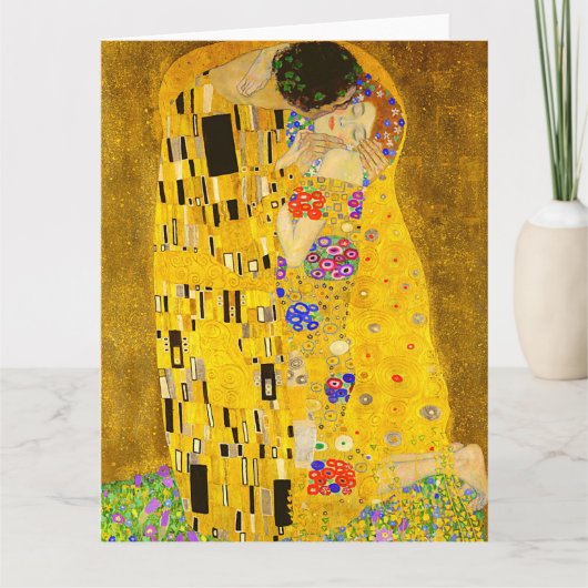 Gustav Klimt is het beroemde schilderij The Kiss. Kaart (Voorkant)