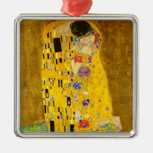Gustav Klimt is het beroemde schilderij The Kiss. Metalen Ornament