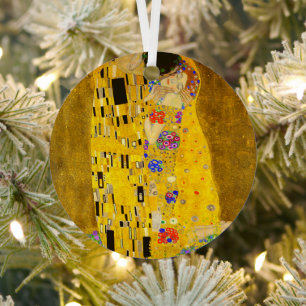 Gustav Klimt is het beroemde schilderij The Kiss. Metalen Ornament