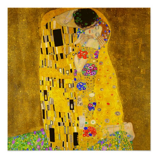 Gustav Klimt is het beroemde schilderij The Kiss. Perfect Poster (Voorkant)