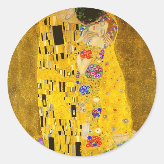 Gustav Klimt is het beroemde schilderij The Kiss. Ronde Sticker (Voorkant)