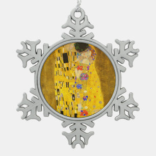 Gustav Klimt is het beroemde schilderij The Kiss. Tin Sneeuwvlok Ornament