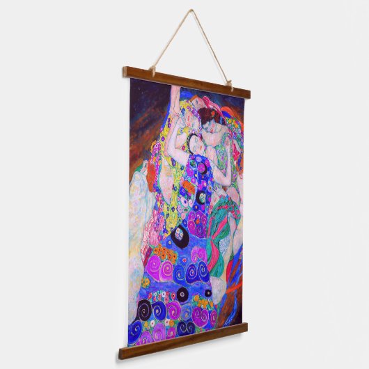 Gustav Klimt is het beroemde schilderij The Virgin Hangend Wandkleed (Gebogen)