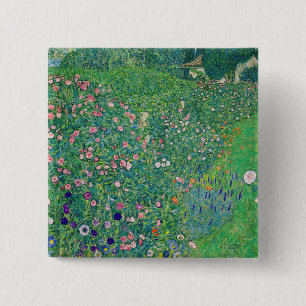 Gustav Klimt - Italiaans tuinlandschap Vierkante Button 5,1 Cm