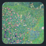 Gustav Klimt - Italiaans tuinlandschap Vierkante Sticker<br><div class="desc">Italiaans tuinlandschap / Italiaans tuinbouwlandschap - Gustav Klimt,  Oil on Canvas,  1913</div>