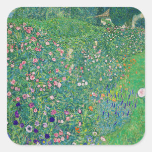 Gustav Klimt - Italiaans tuinlandschap Vierkante Sticker